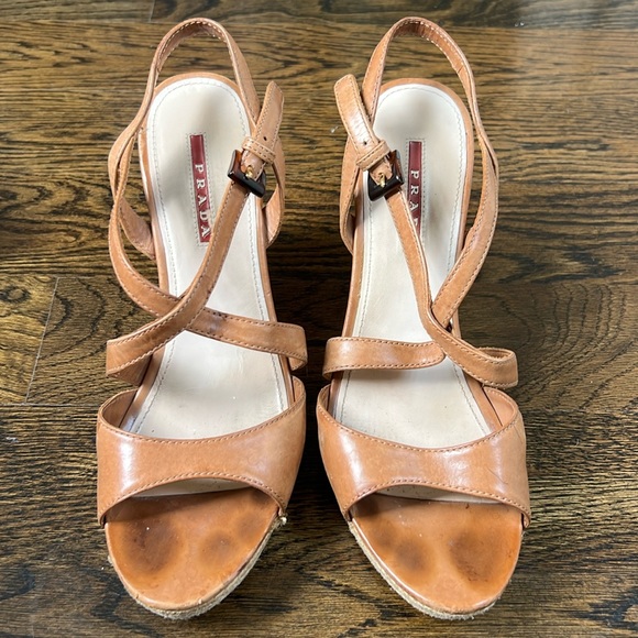 Prada Wedge Sandals Size 38 - Picture 1 of 8